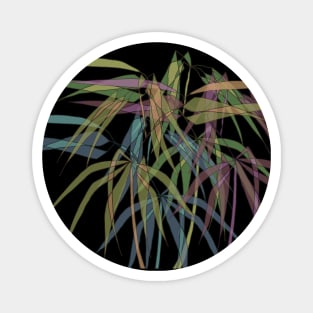 Bamboo Leaves - Multycolor on Black Magnet